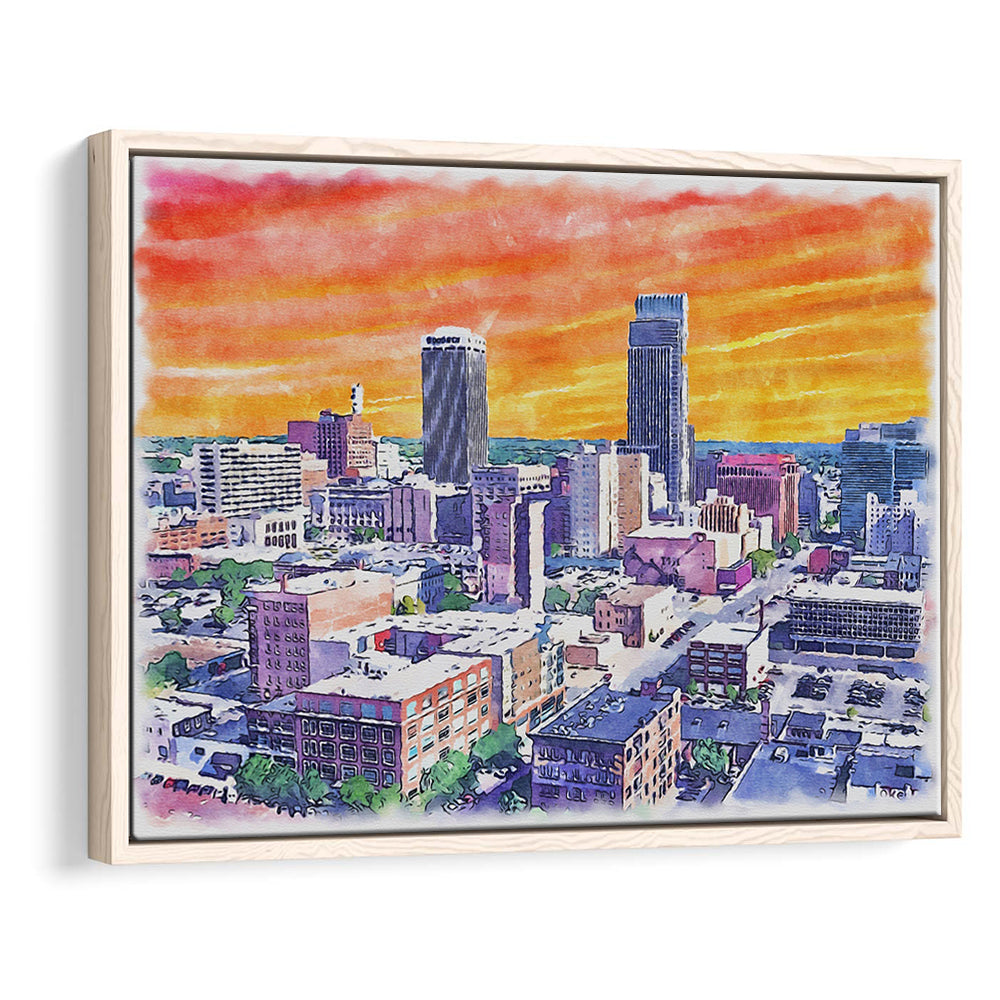 Omaha Painting Watercolor Painting Canvas, Omaha Nebraska, Sport Gift Art, Framed Canvas Print Wall Art