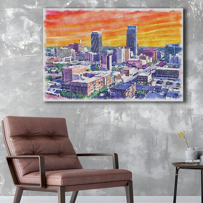 Omaha Painting Watercolor Painting Canvas, Omaha Nebraska, Sport Art, Gifts for him, Canvas Print Wall Art