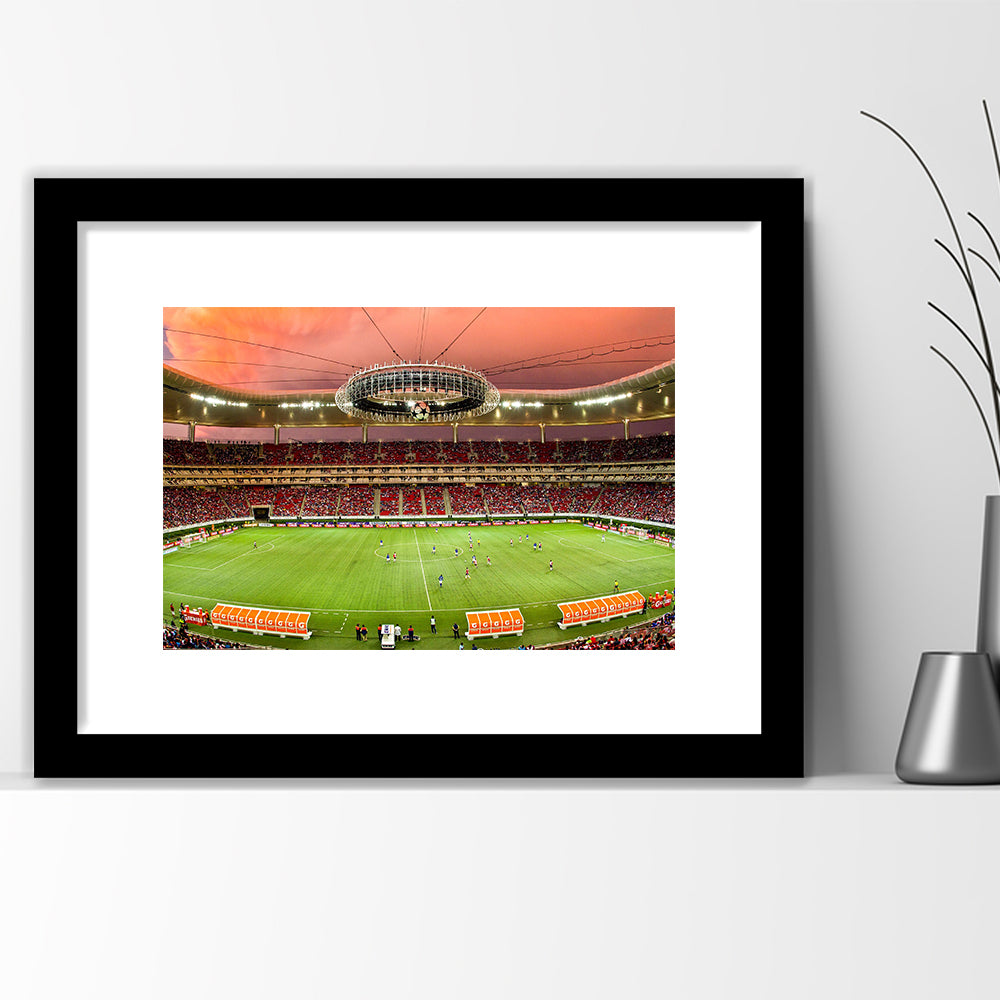 Omnilife Stadium, Stadium Canvas, Sport Art, Gift for him, White Border Framed Art Print Wall Decor