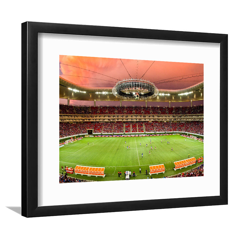 Omnilife Stadium, Stadium Canvas, Sport Art, Gift for him, White Border Framed Art Print Wall Decor