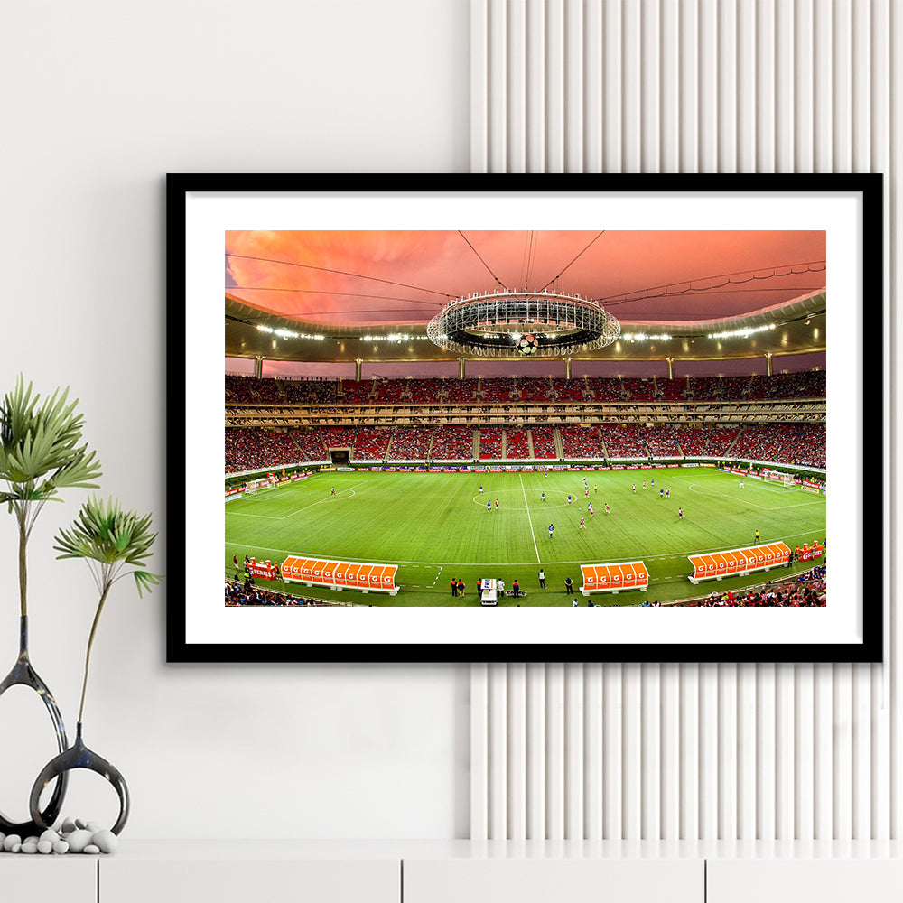 Omnilife Stadium, Stadium Canvas, Sport Art, Gift for him, White Border Framed Art Print Wall Decor