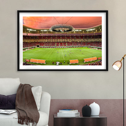 Omnilife Stadium, Stadium Canvas, Sport Art, Gift for him, White Border Framed Art Print Wall Decor
