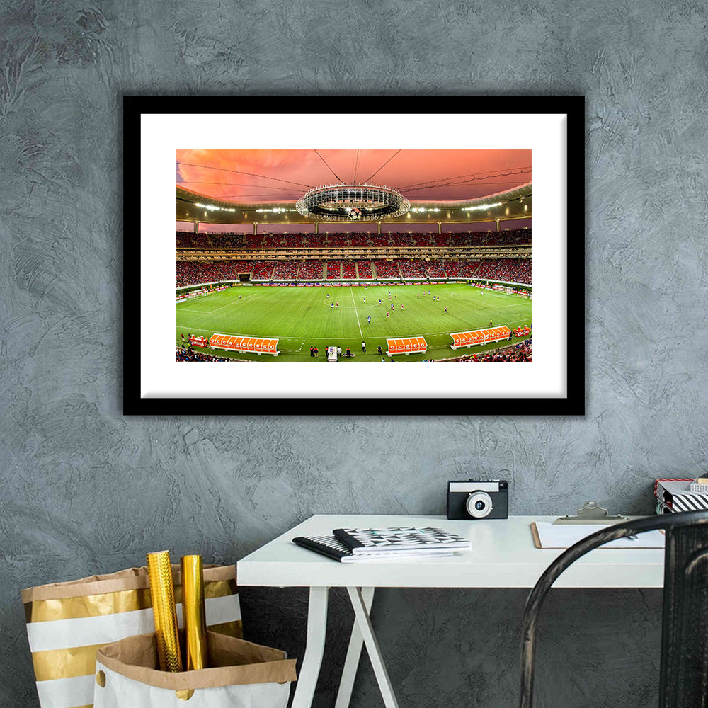 Omnilife Stadium, Stadium Canvas, Sport Art, Gift for him, White Border Framed Art Print Wall Decor