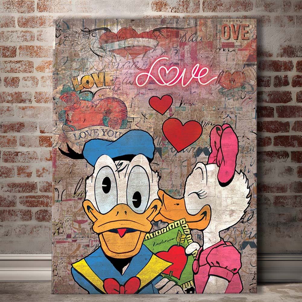 One Love, Neon Sign Effect, Canvas Print, Luxury Wall Art Decor, Modern Art