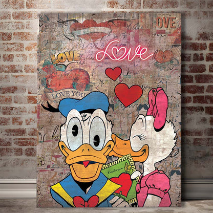 One Love, Neon Sign Effect, Canvas Print, Luxury Wall Art Decor, Modern Art