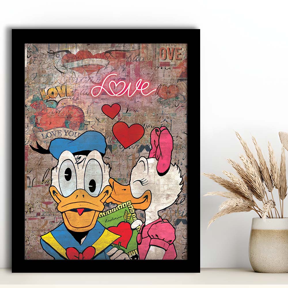 One Love, Neon Sign Effect, Framed Art Print, Picture Framed Wall Art Decor