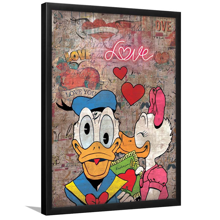 One Love, Neon Sign Effect, Framed Art Print, Picture Framed Wall Art Decor