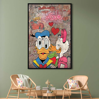 One Love, Neon Sign Effect, Framed Canvas Print, Floating Frame, Luxury Wall Art Decor
