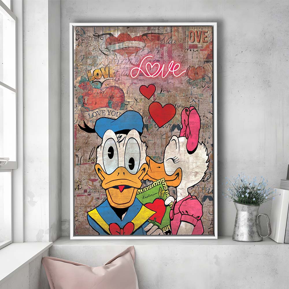 One Love, Neon Sign Effect, Framed Canvas Print, Floating Frame, Luxury Wall Art Decor