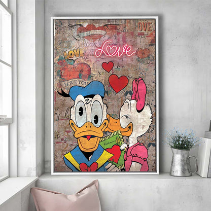 One Love, Neon Sign Effect, Framed Canvas Print, Floating Frame, Luxury Wall Art Decor