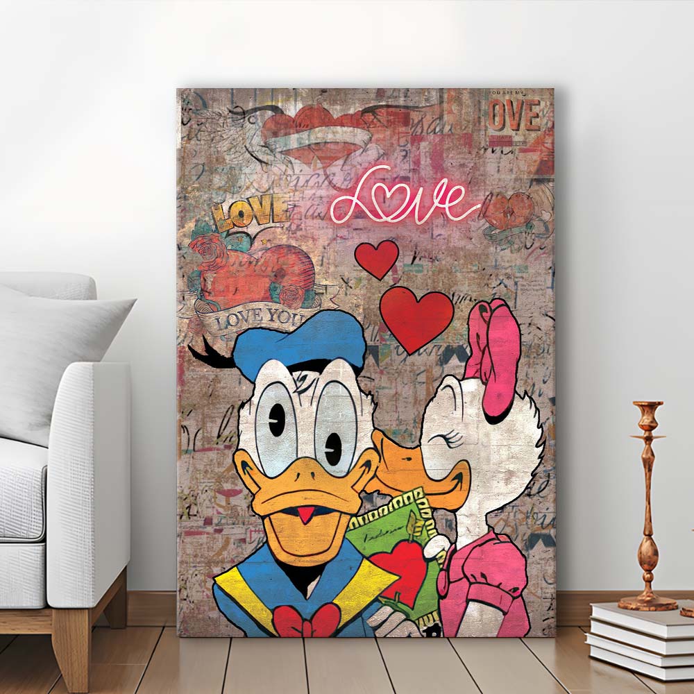 One Love, Neon Sign Effect, Canvas Print, Luxury Wall Art Decor, Modern Art