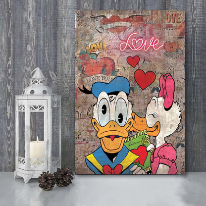 One Love, Neon Sign Effect, Canvas Print, Luxury Wall Art Decor, Modern Art