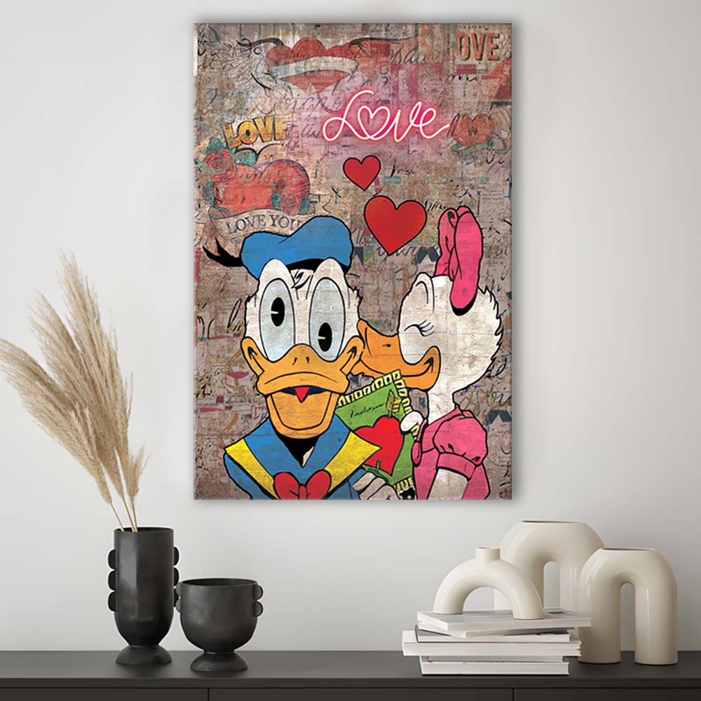 One Love, Neon Sign Effect, Canvas Print, Luxury Wall Art Decor, Modern Art