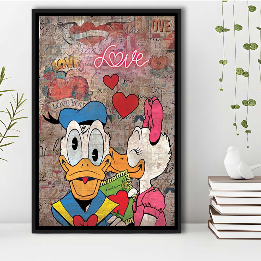 One Love, Neon Sign Effect, Framed Canvas Print, Floating Frame, Luxury Wall Art Decor