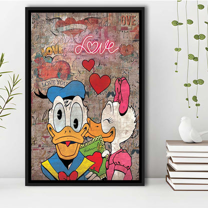 One Love, Neon Sign Effect, Framed Canvas Print, Floating Frame, Luxury Wall Art Decor