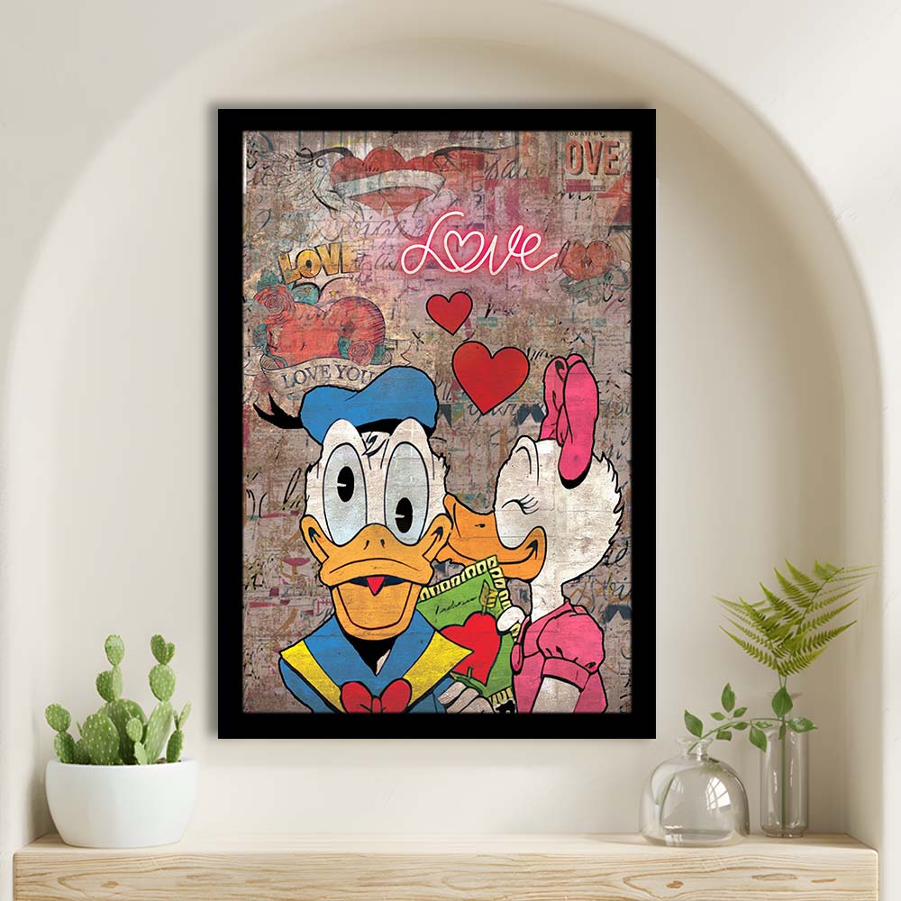 One Love, Neon Sign Effect, Framed Art Print, Picture Framed Wall Art Decor