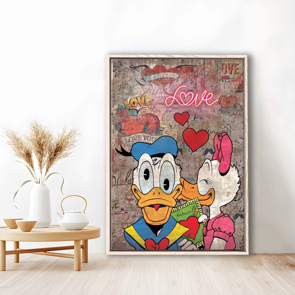 One Love, Neon Sign Effect, Framed Canvas Print, Floating Frame, Luxury Wall Art Decor