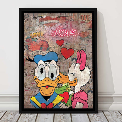 One Love, Neon Sign Effect, Framed Canvas Print, Floating Frame, Luxury Wall Art Decor