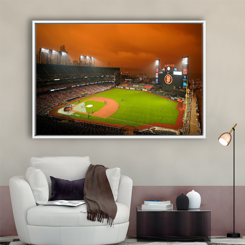 Oracle Park California, Stadium Canvas, Sport Art, Framed Canvas Print Wall Art, Floating Frame