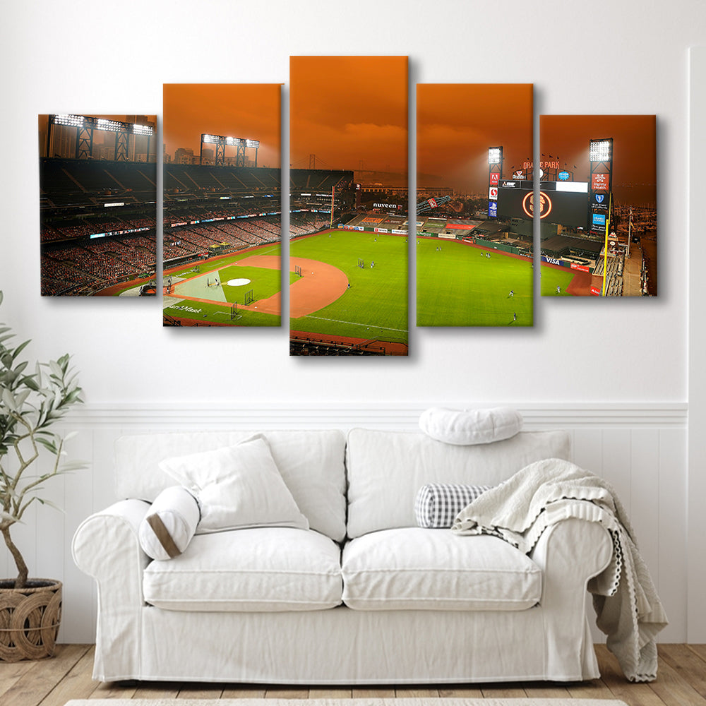 Oracle Park California, Stadium Canvas, Sport Art, Gift for him, 5 Panel, Large Canvas, Canvas Print Wall Art