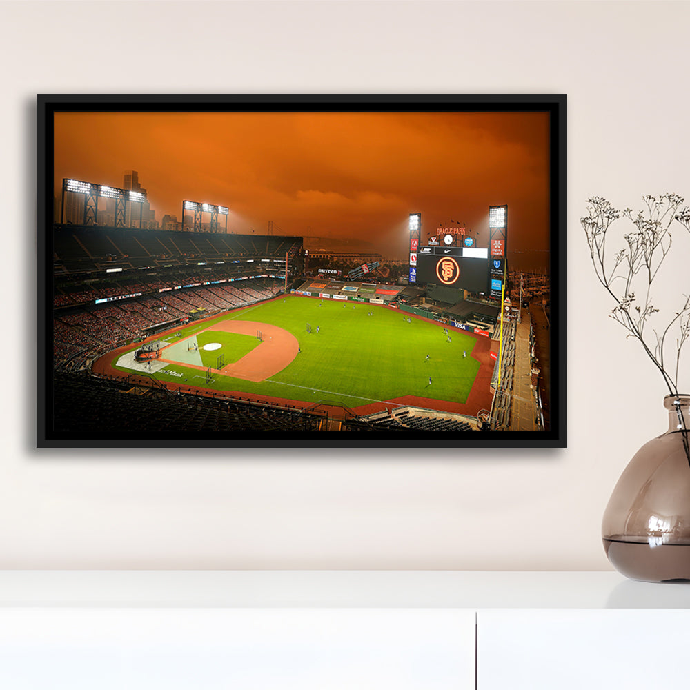Oracle Park California, Stadium Canvas, Sport Art, Framed Canvas Print Wall Art, Floating Frame