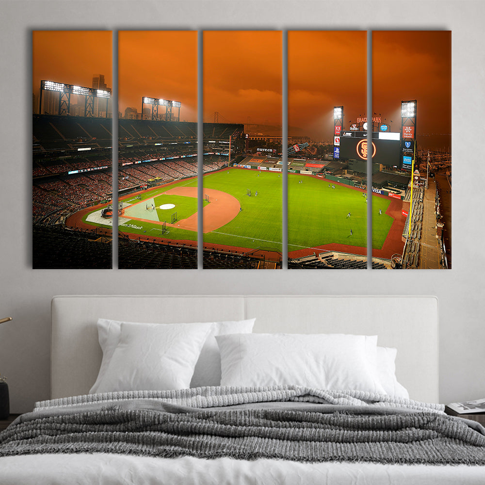 Oracle Park California, Stadium Canvas, Sport Art, 5 Panel B, Extra Large Canvas, Canvas Print Wall Art