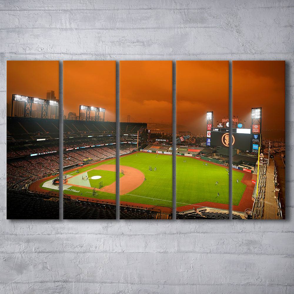 Oracle Park California, Stadium Canvas, Sport Art, 5 Panel B, Extra Large Canvas, Canvas Print Wall Art