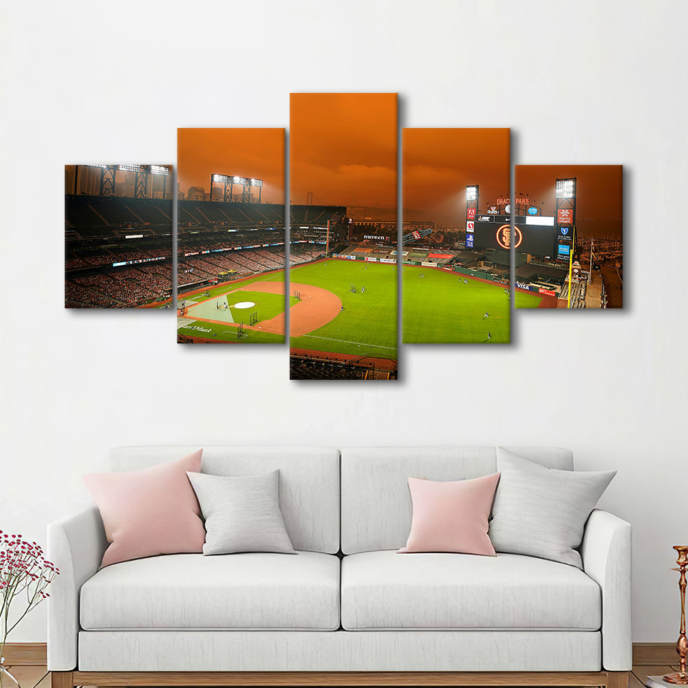 Oracle Park California, Stadium Canvas, Sport Art, Gift for him, 5 Panel, Large Canvas, Canvas Print Wall Art