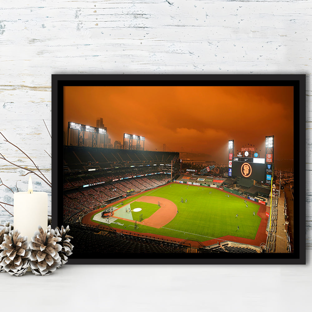 Oracle Park California, Stadium Canvas, Sport Art, Framed Canvas Print Wall Art, Floating Frame
