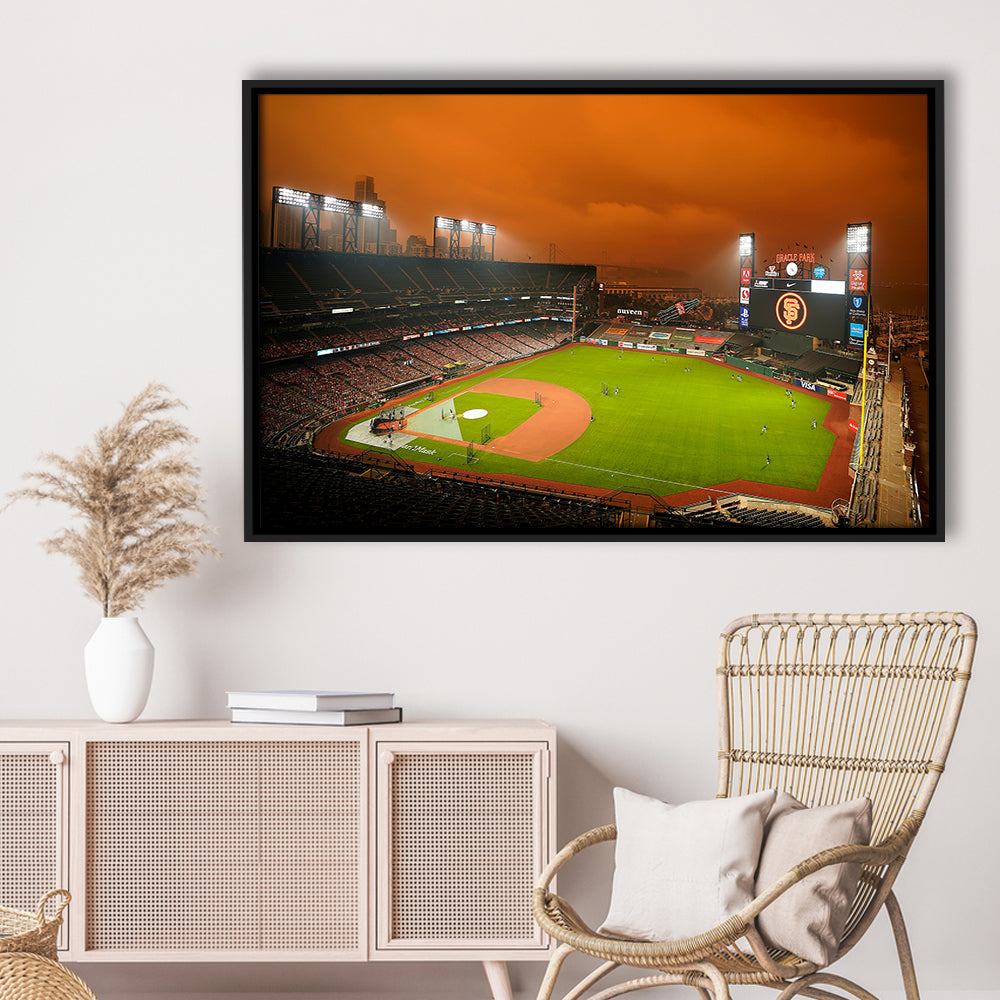 Oracle Park California, Stadium Canvas, Sport Art, Framed Canvas Print Wall Art, Floating Frame
