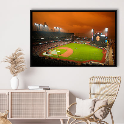 Oracle Park California, Stadium Canvas, Sport Art, Framed Canvas Print Wall Art, Floating Frame