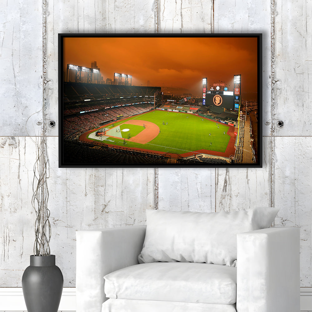 Oracle Park California, Stadium Canvas, Sport Art, Framed Canvas Print Wall Art, Floating Frame
