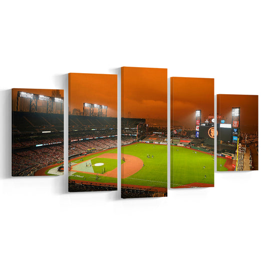 Oracle Park California, Stadium Canvas, Sport Art, Gift for him, 5 Panel, Large Canvas, Canvas Print Wall Art