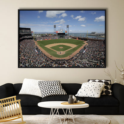 Oracle Park Formerly art Park, Stadium Canvas, Sport Art, Framed Canvas Print Wall Art, Floating Frame