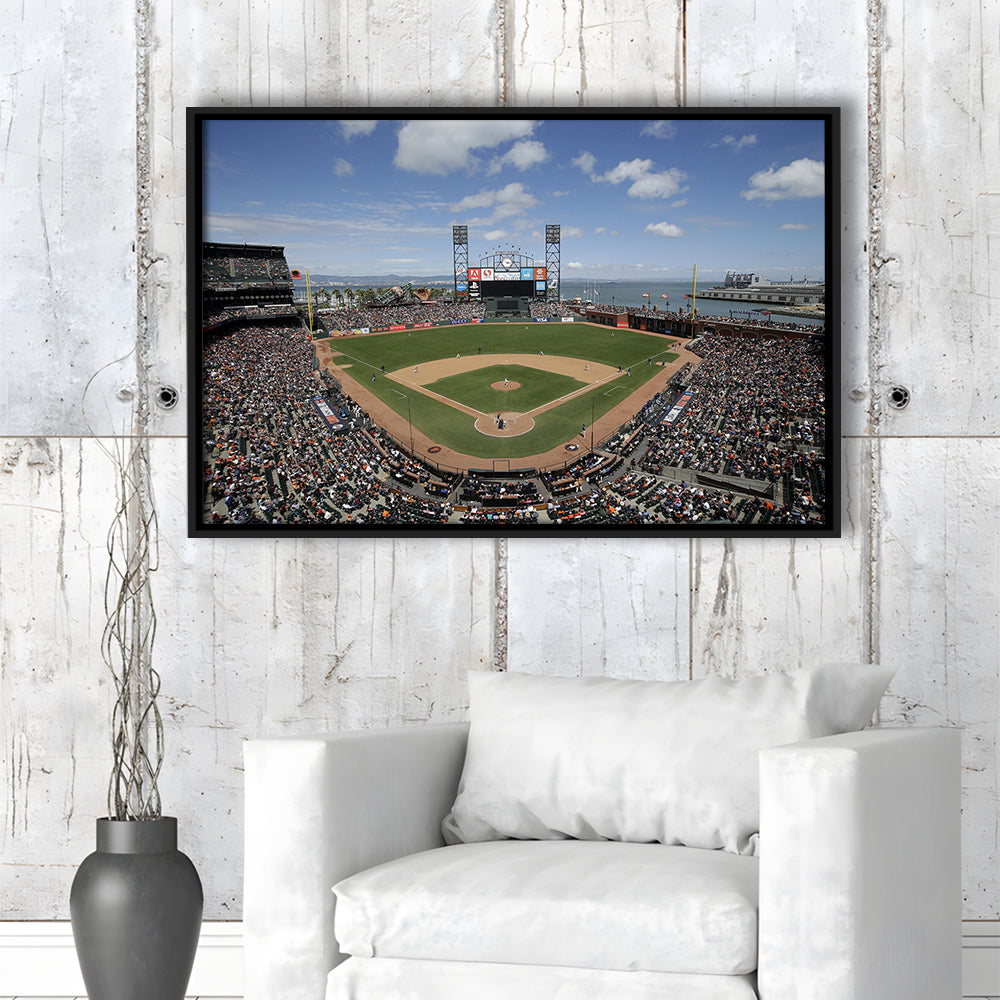 Oracle Park Formerly art Park, Stadium Canvas, Sport Art, Framed Canvas Print Wall Art, Floating Frame
