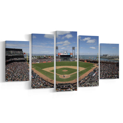 Oracle Park Formerly art Park, Stadium Canvas, Sport Art, Gift for him, 5 Panel, Large Canvas, Canvas Print Wall Art