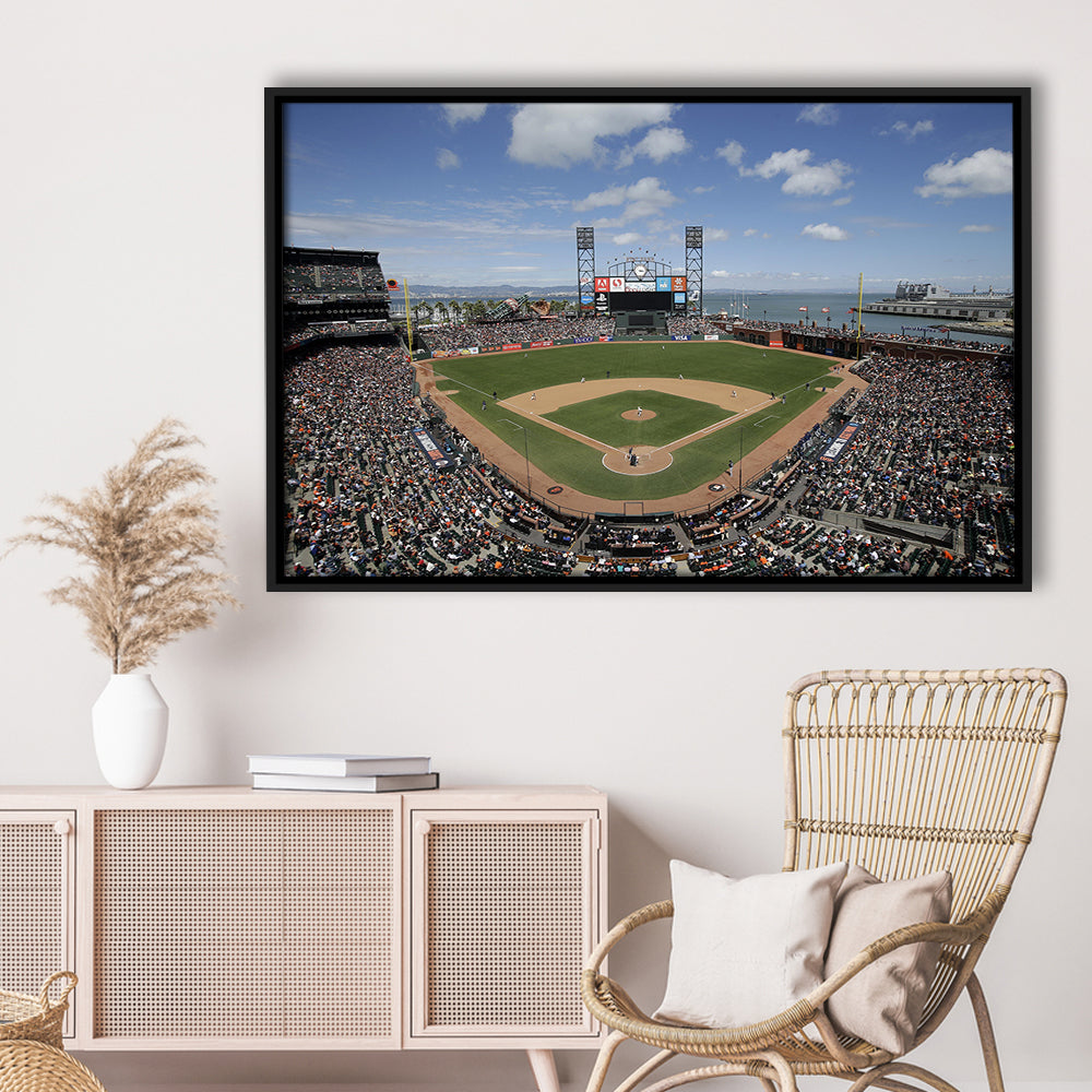 Oracle Park Formerly art Park, Stadium Canvas, Sport Art, Framed Canvas Print Wall Art, Floating Frame