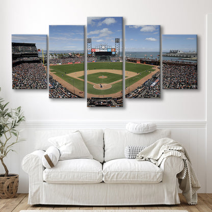 Oracle Park Formerly art Park, Stadium Canvas, Sport Art, Gift for him, 5 Panel, Large Canvas, Canvas Print Wall Art