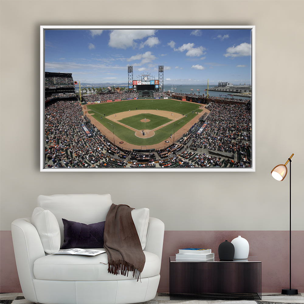 Oracle Park Formerly art Park, Stadium Canvas, Sport Art, Framed Canvas Print Wall Art, Floating Frame