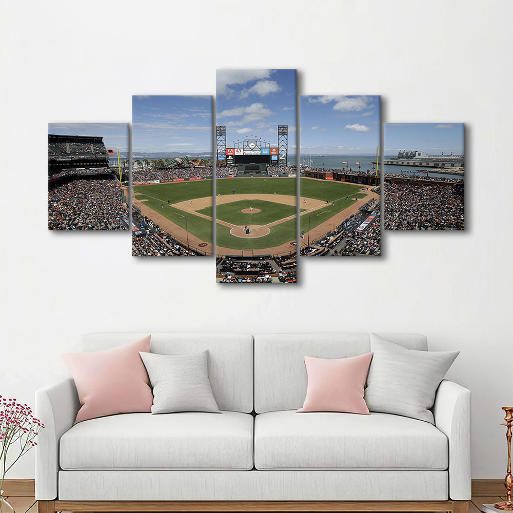 Oracle Park Formerly art Park, Stadium Canvas, Sport Art, Gift for him, 5 Panel, Large Canvas, Canvas Print Wall Art