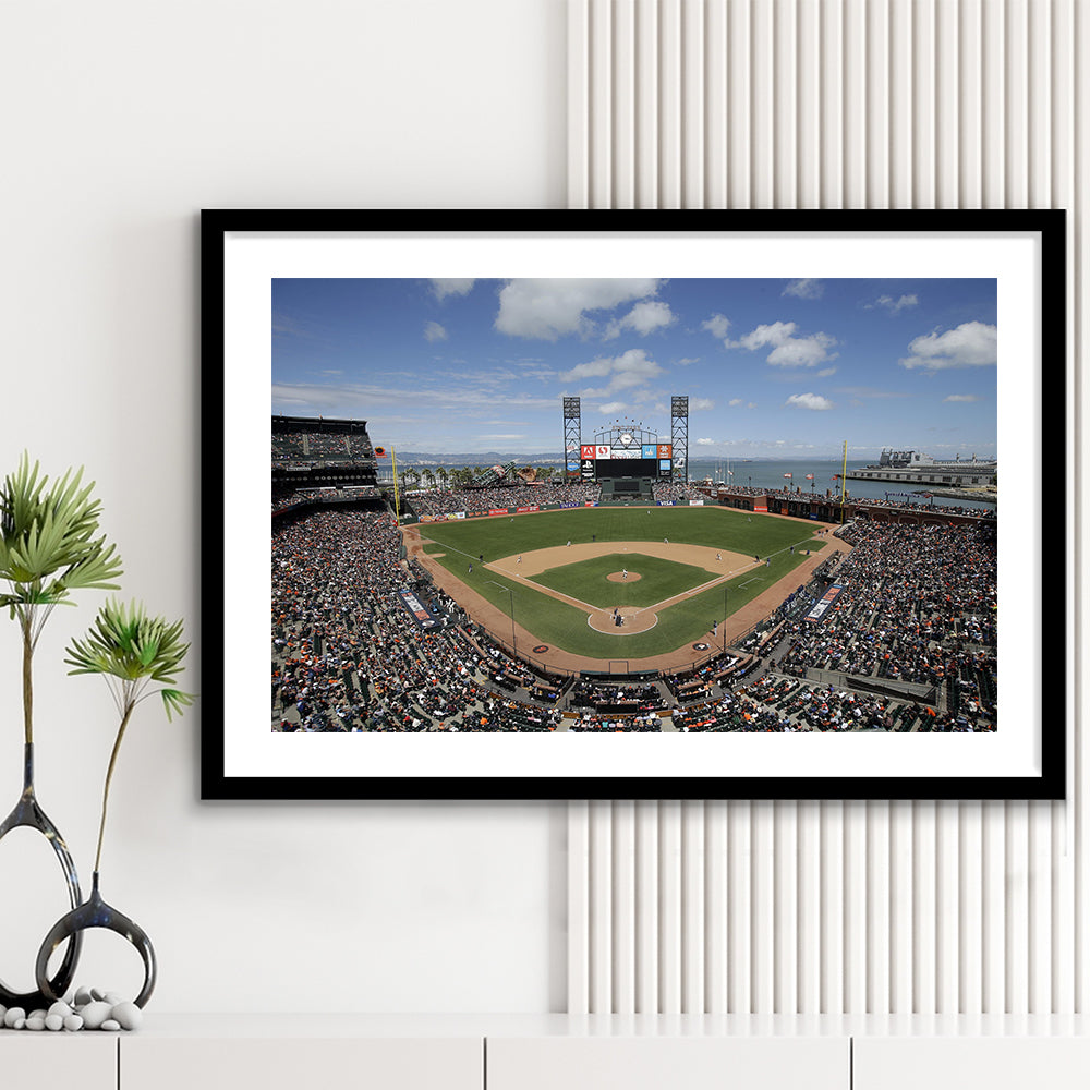 Oracle Park Formerly art Park, Stadium Canvas, Sport Art, Gift for him, White Border Framed Art Print Wall Decor