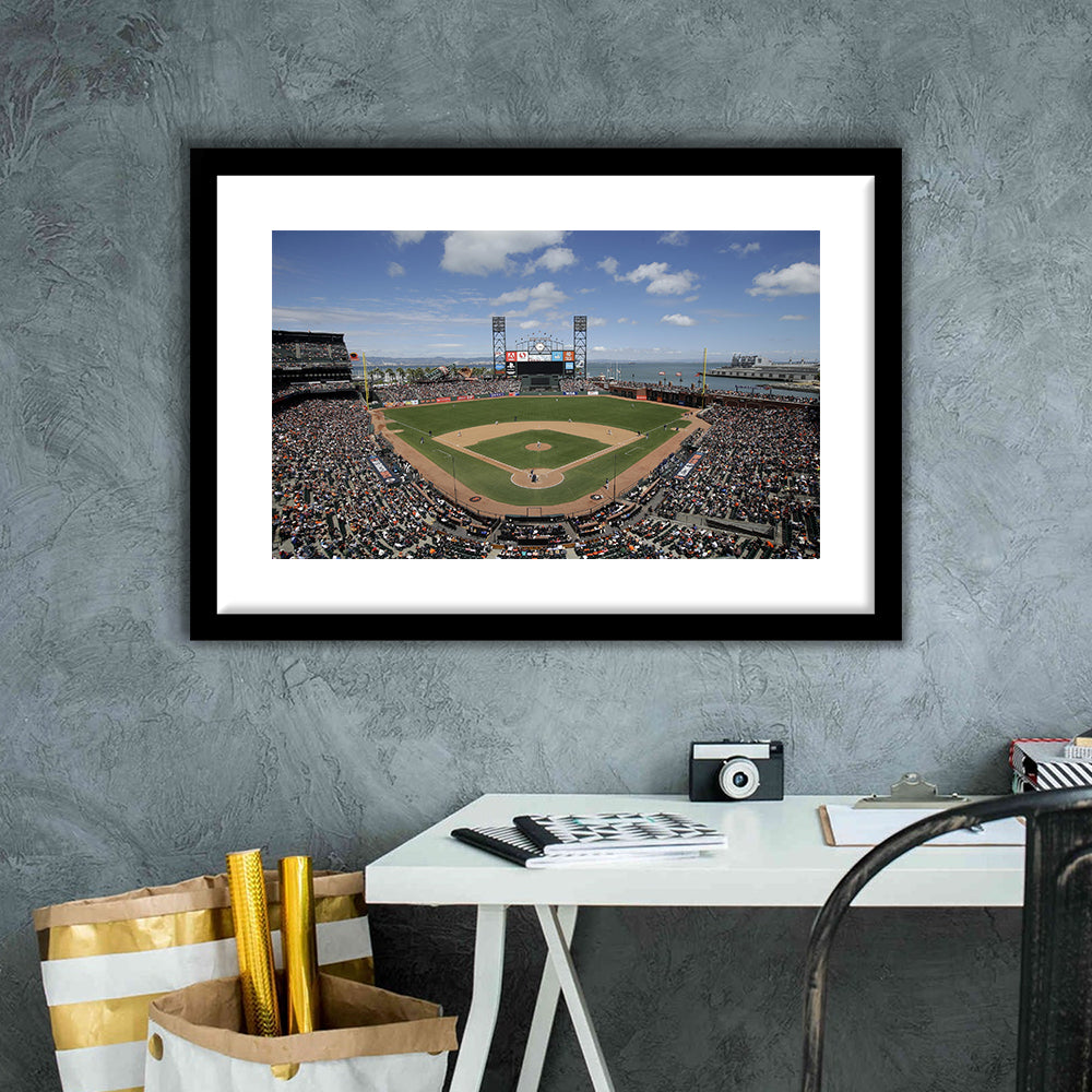 Oracle Park Formerly art Park, Stadium Canvas, Sport Art, Gift for him, White Border Framed Art Print Wall Decor