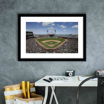 Oracle Park Formerly art Park, Stadium Canvas, Sport Art, Gift for him, White Border Framed Art Print Wall Decor
