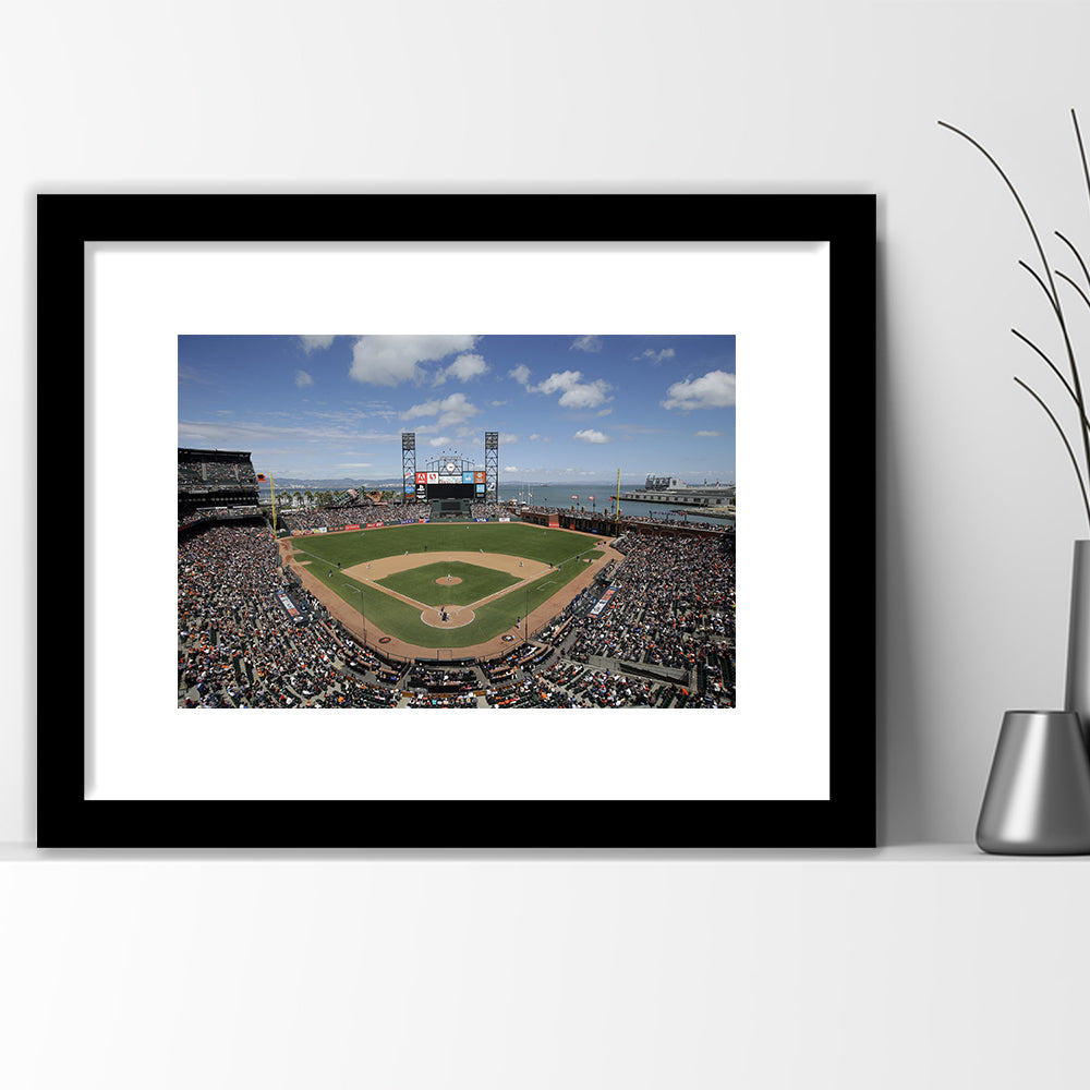 Oracle Park Formerly art Park, Stadium Canvas, Sport Art, Gift for him, White Border Framed Art Print Wall Decor