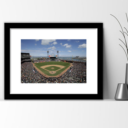 Oracle Park Formerly art Park, Stadium Canvas, Sport Art, Gift for him, White Border Framed Art Print Wall Decor
