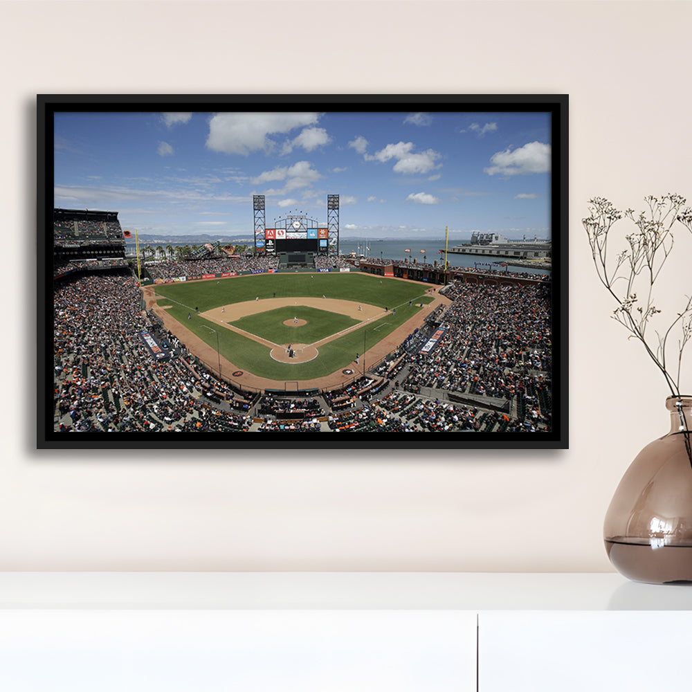 Oracle Park Formerly art Park, Stadium Canvas, Sport Art, Framed Canvas Print Wall Art, Floating Frame