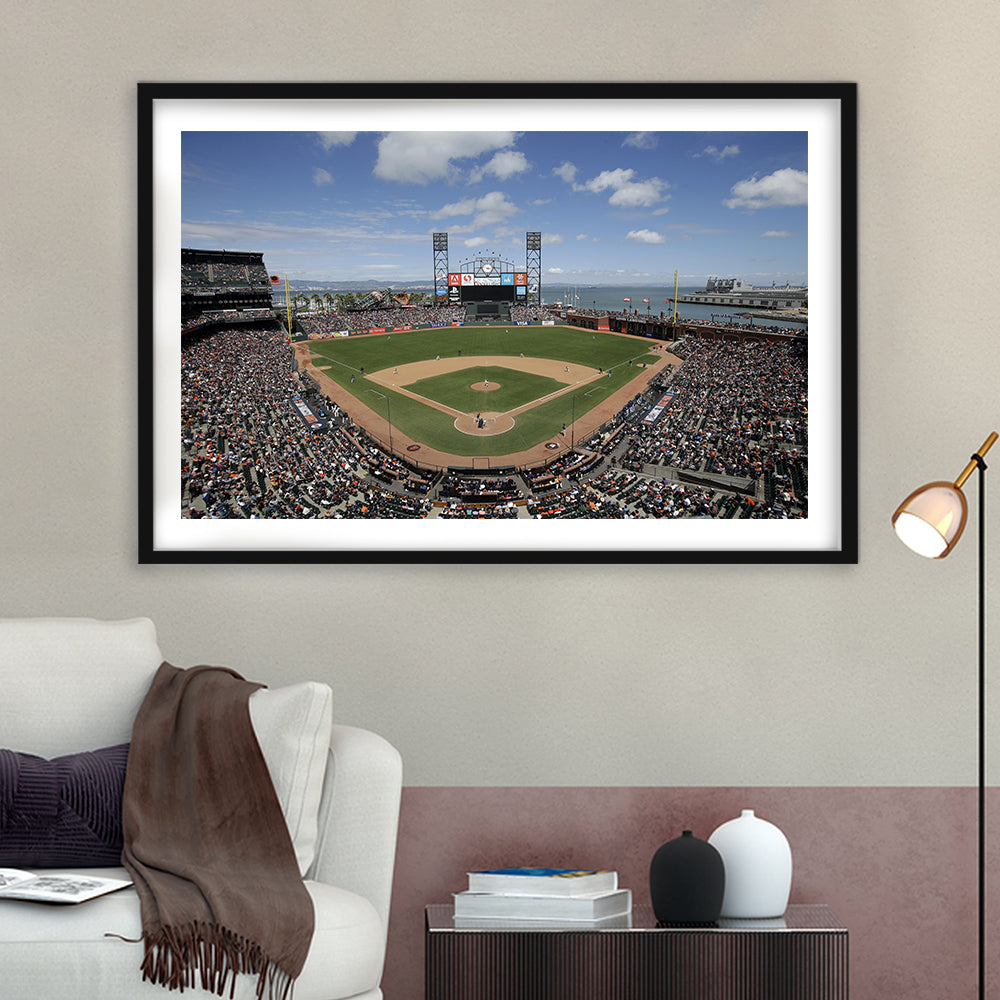 Oracle Park Formerly art Park, Stadium Canvas, Sport Art, Gift for him, White Border Framed Art Print Wall Decor