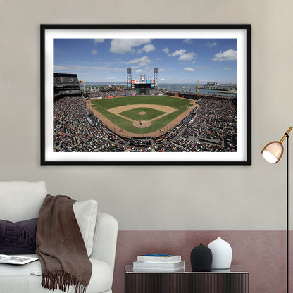 Oracle Park Formerly art Park, Stadium Canvas, Sport Art, Gift for him, White Border Framed Art Print Wall Decor