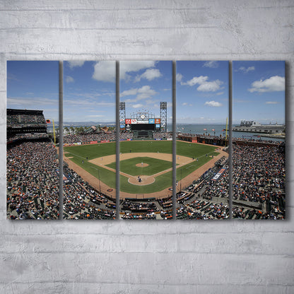 Oracle Park Formerly art Park, Stadium Canvas, Sport Art, 5 Panel B, Extra Large Canvas, Canvas Print Wall Art