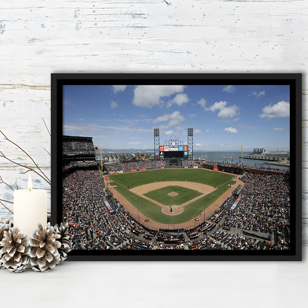 Oracle Park Formerly art Park, Stadium Canvas, Sport Art, Framed Canvas Print Wall Art, Floating Frame